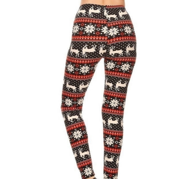 LEGGINGS DEPOT Kid's Reindeer Snowflake Fair Isle print Knit  Leggings Size S/M - Picture 4 of 5
